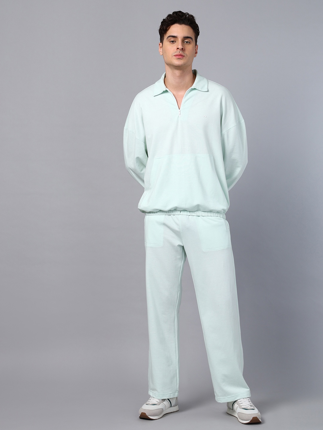 

Slowave Shirt Collar T-Shirt With Trouser, Green