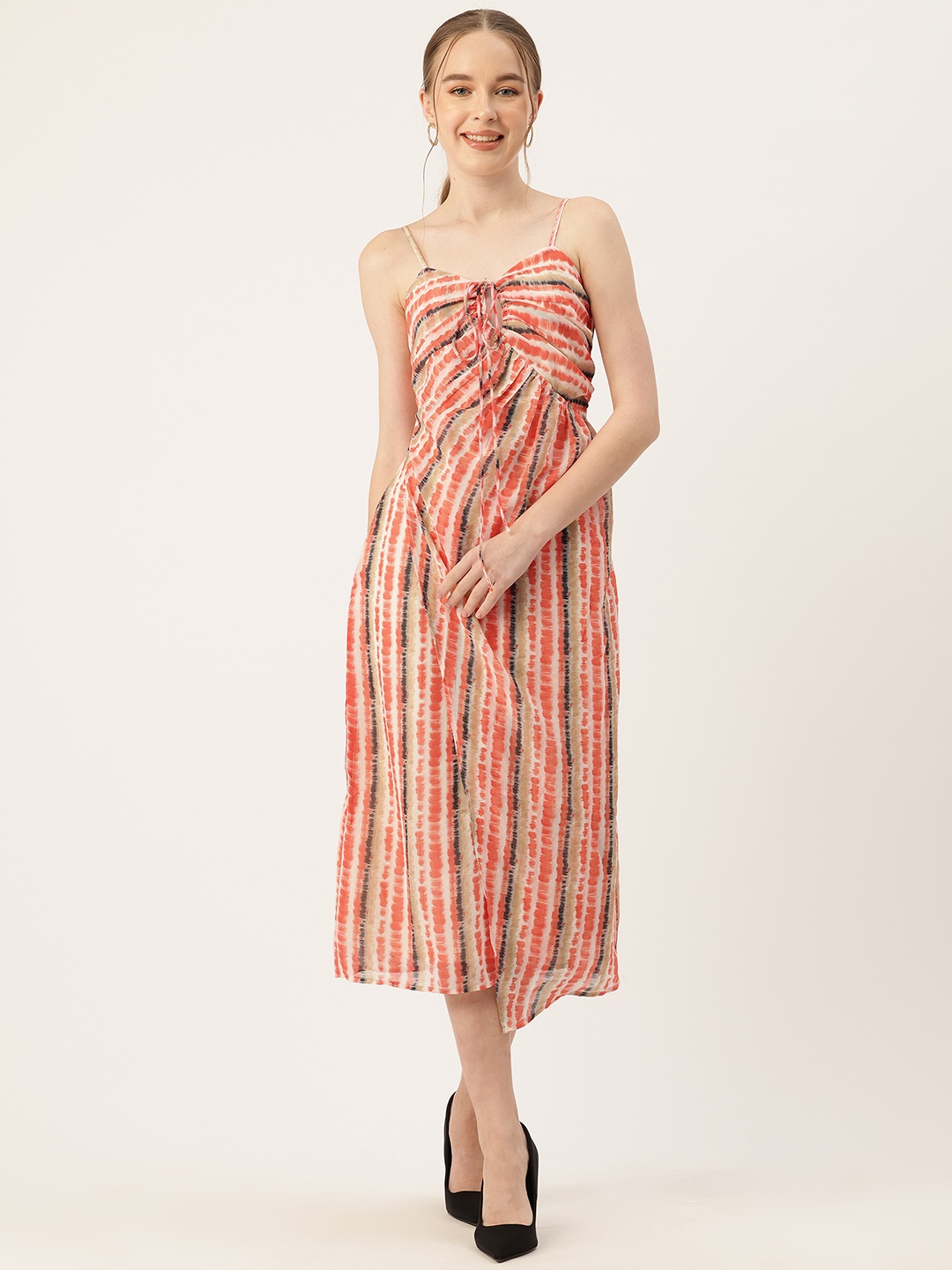 

Rue Collection Tie & Dye Print A-Line Midi Dress, Orange