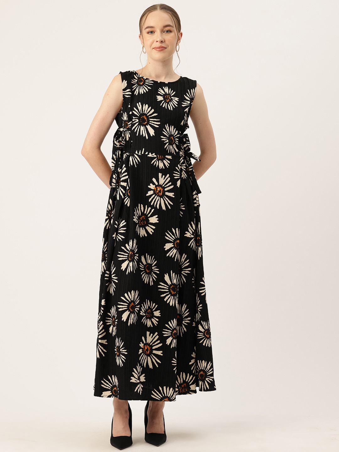 

Rue Collection Floral Print A-Line Maxi Dress, Black