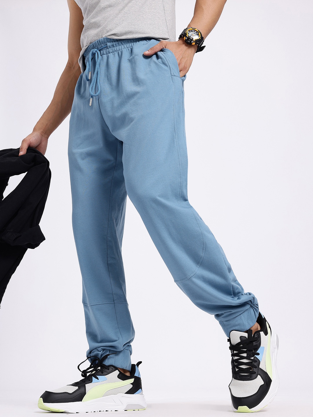

glitchez Men Laid-Back Luxe Relaxed Fit Joggers, Blue