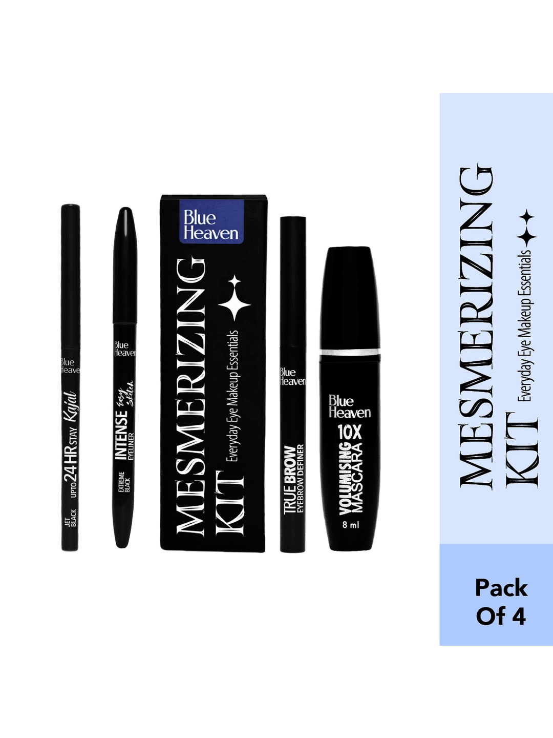 

Blue Heaven Mesmerising Eye Kit - Kajal + Mascara + Eyeliner + Brow Definer, Black