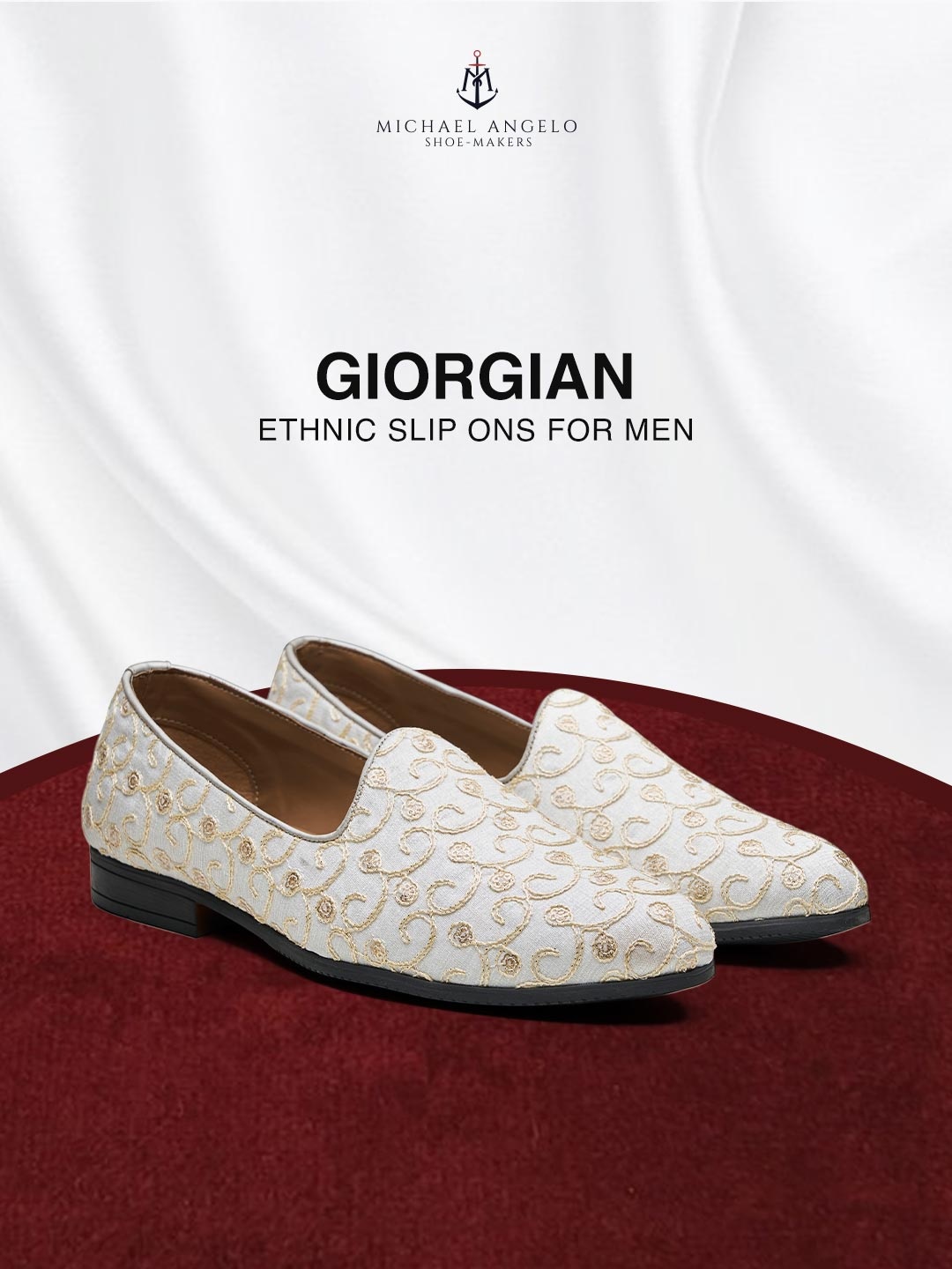 

MICHAEL ANGELO Men Woven Design Mojaris, White