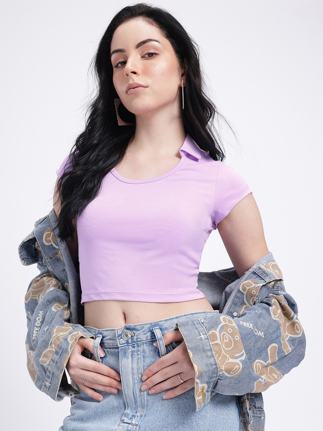 

glitchez Back To Basics Crop Fitted Top, Lavender