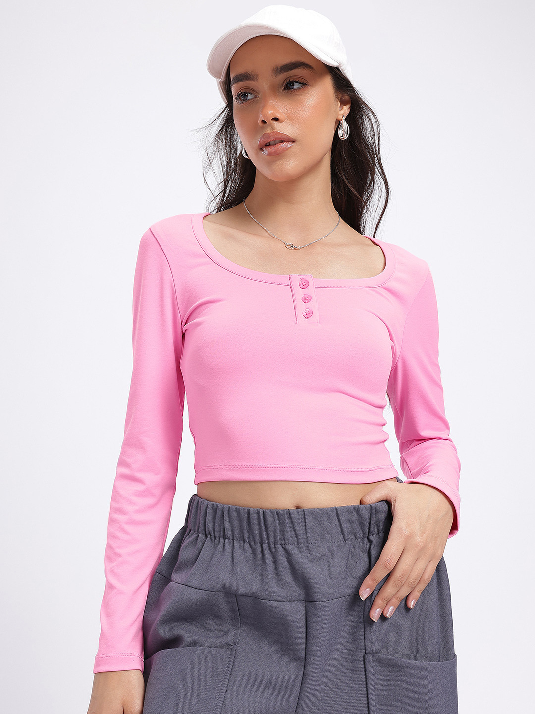 

glitchez Pastel Dreams Scoop Neck Crop Top, Pink