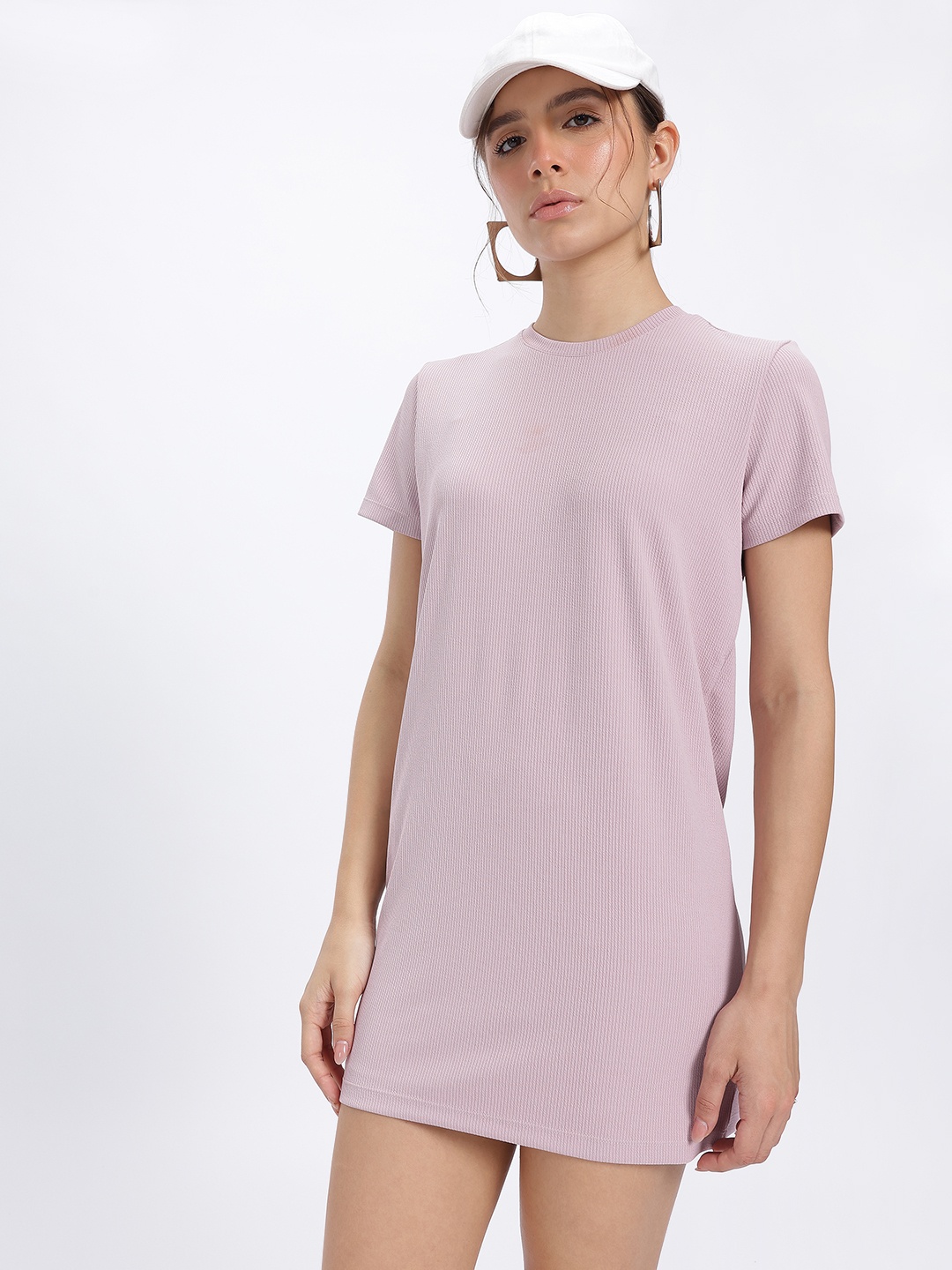 

glitchez Pastel Paradise Ribbed Mini T-shirt Dress, Lavender