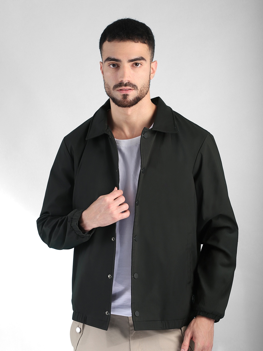 

Beyoung Men Checked Woollen Tailored Jacket with Embroidered, Black