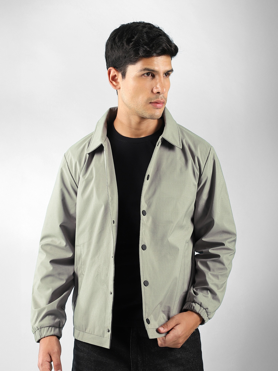 

Beyoung Men Woollen Bomber Jacket, Grey