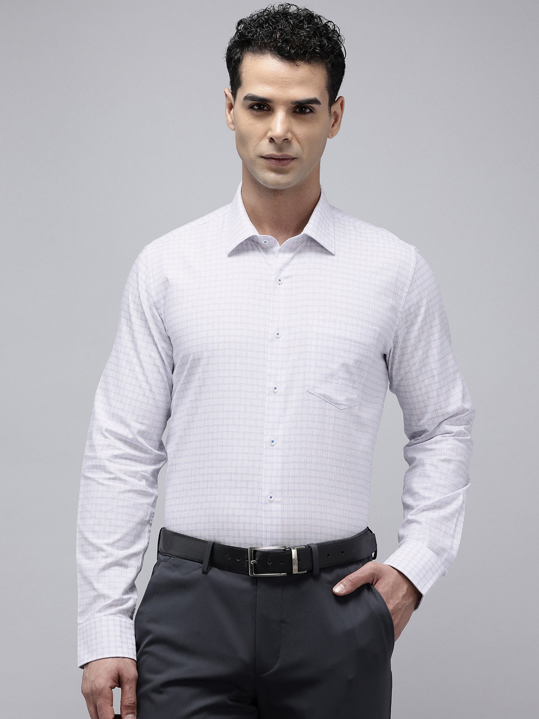 

Van Heusen Pure Cotton Slim Fit Opaque Checked Formal Shirt, White
