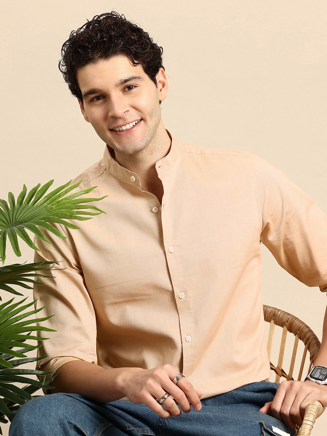 

Mast & Harbour Men Classic Casual Shirt, Beige