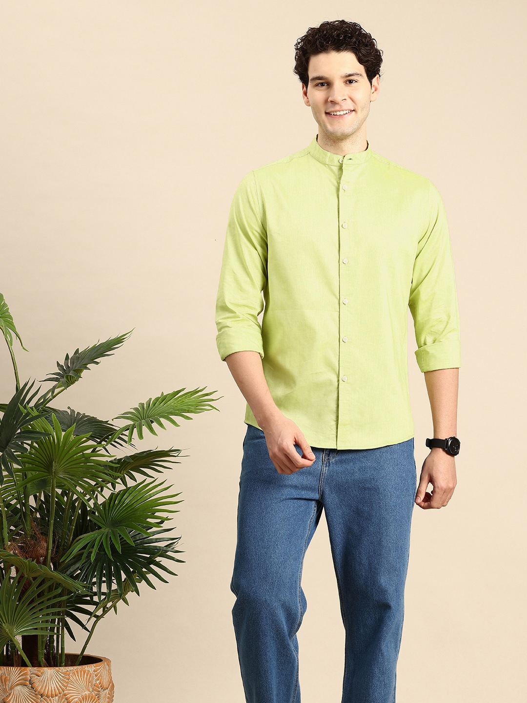 

Mast & Harbour Men Classic Casual Shirt, Lime green