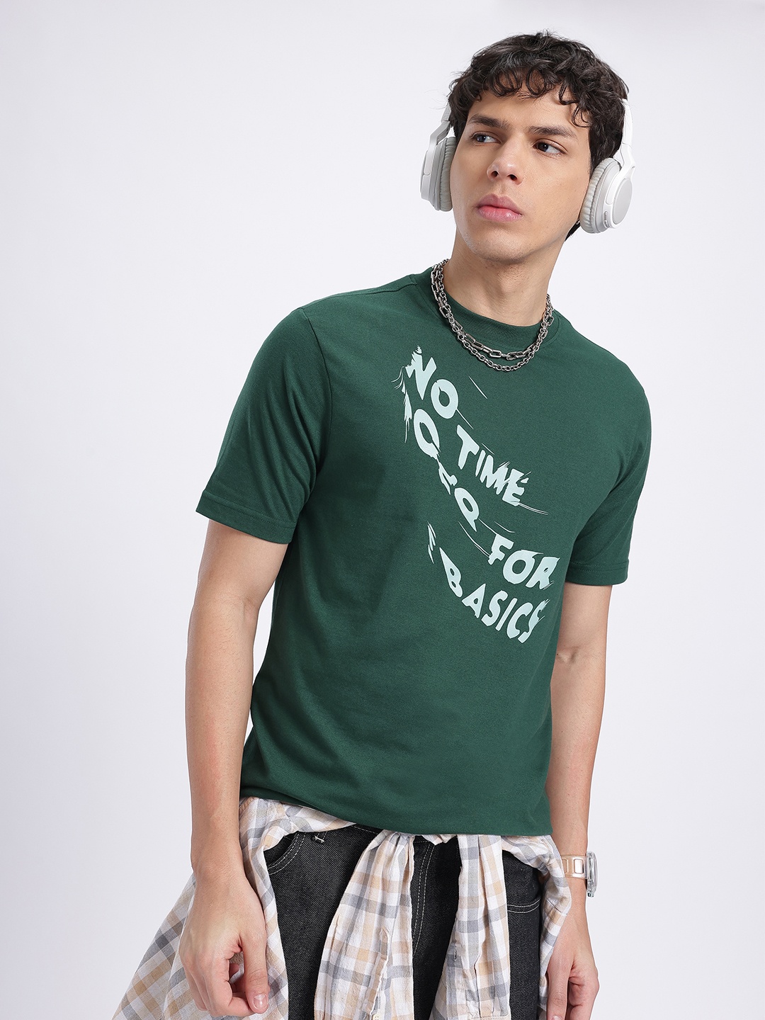 

glitchez Vibe Check Typography Print T-shirt, Green