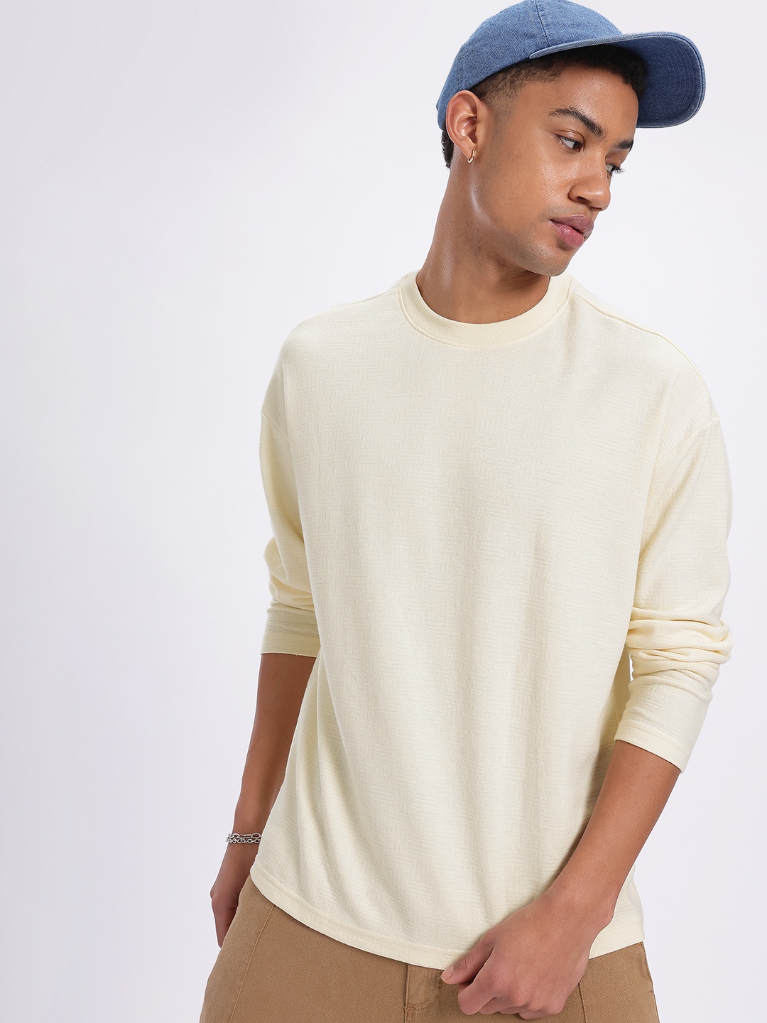 

glitchez Street Knit Long Sleeve T-shirt, Cream