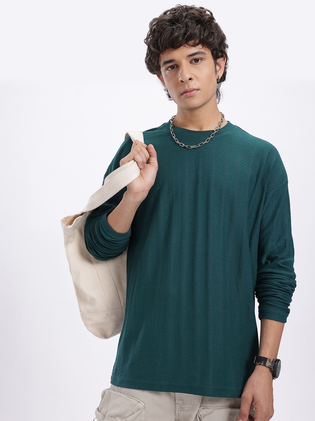 

glitchez Street Knit Long Sleeve T-shirt, Green