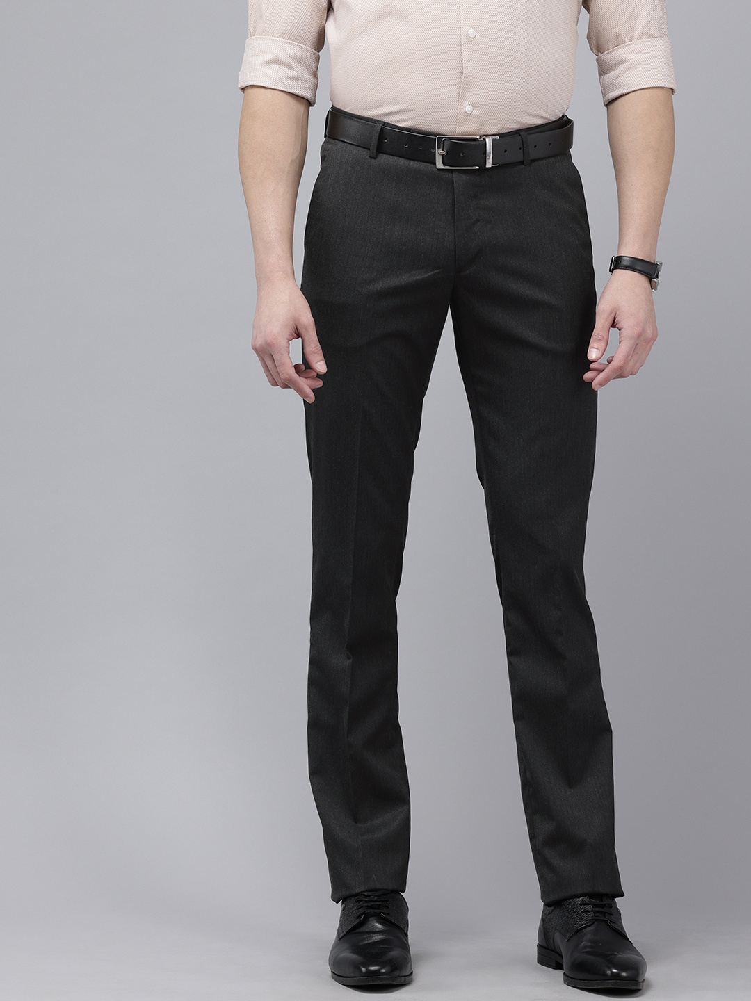 

Arrow Men Textured Hudson Tapered Fit Formal Trousers, Charcoal