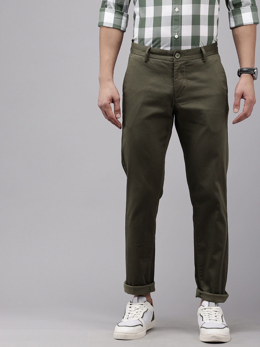 

Arrow Men Micro Ditsy Printed Original Slim Fit Smart Casual Trousers, Olive