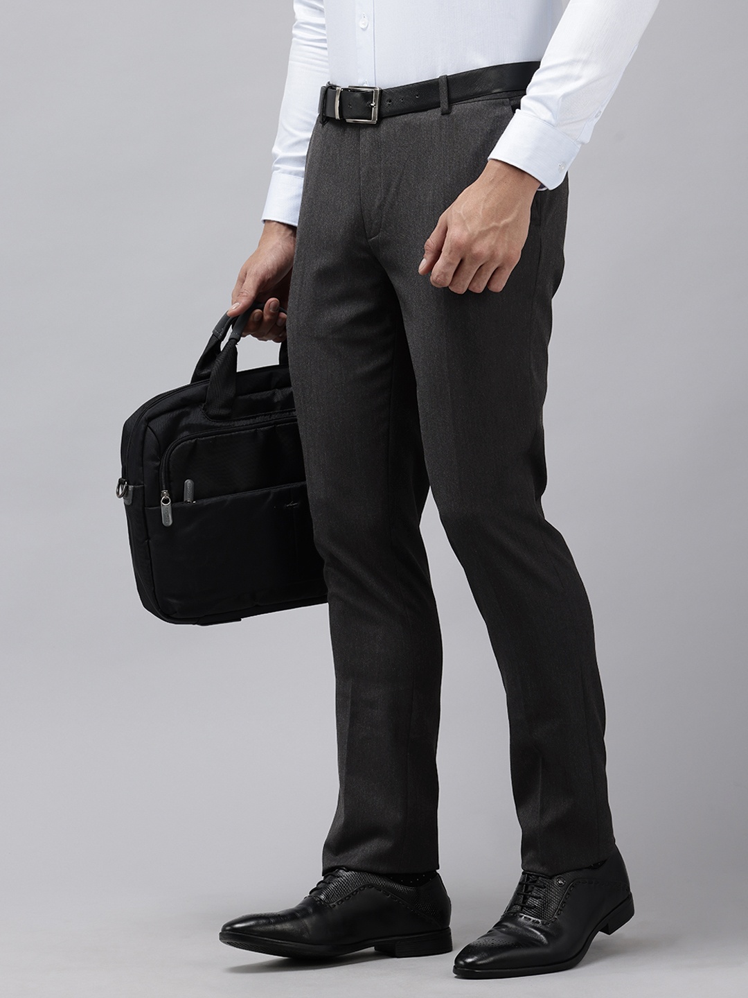 

Arrow Men Textured Hudson Tapered Fit Formal Trousers, Grey