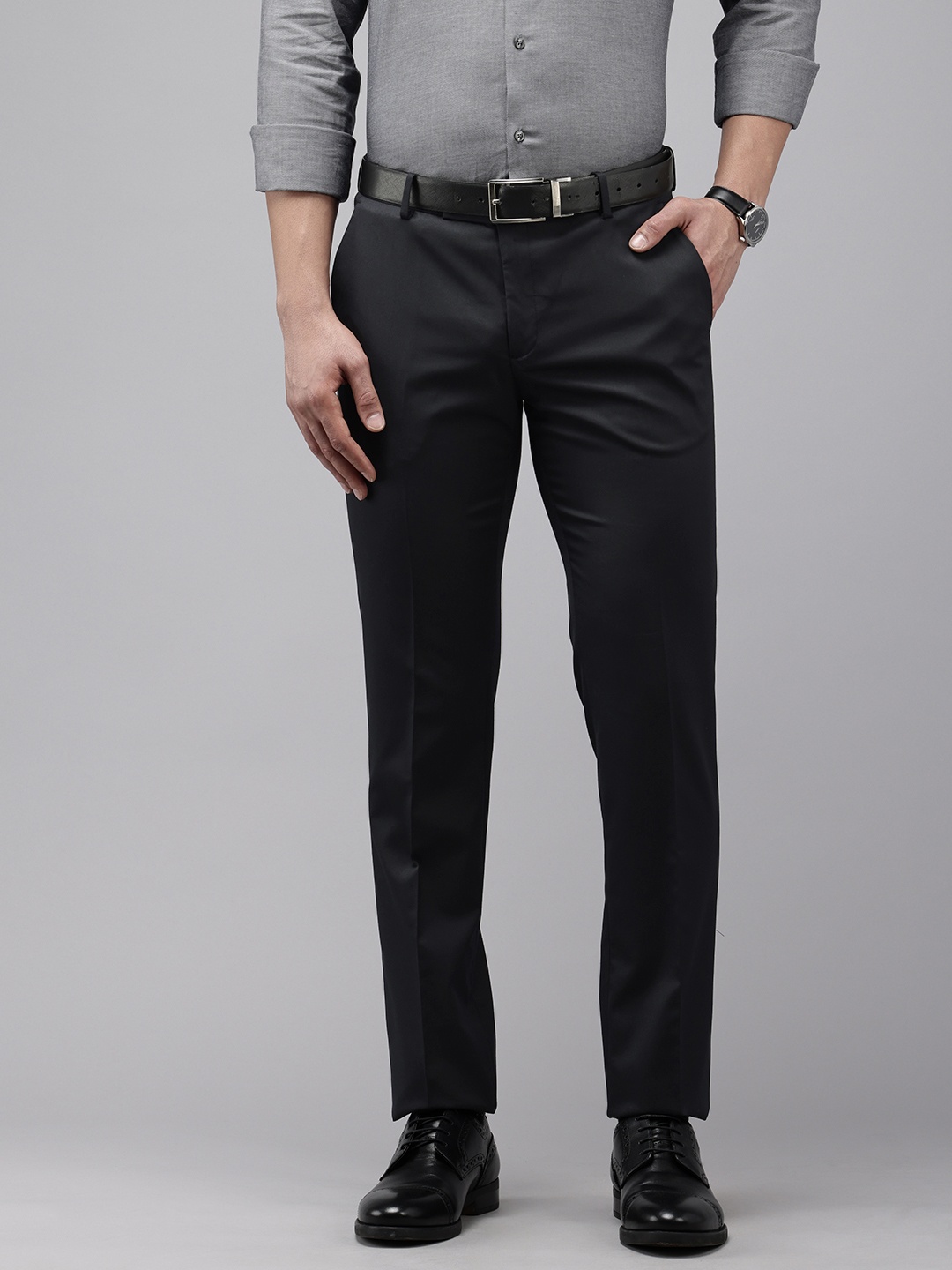 

Arrow Men Hudson Tapered Fit Formal Trousers, Navy blue