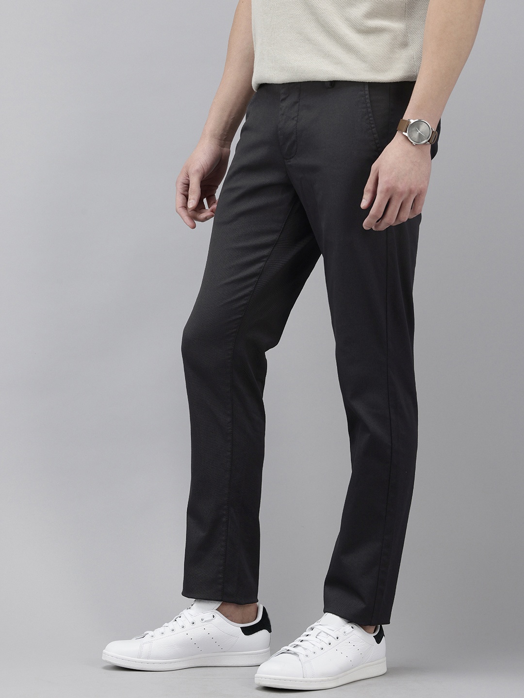 

Arrow Men Printed Slim Fit Formal Trousers, Black
