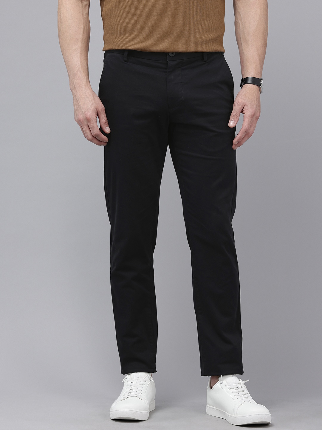 

Arrow Men Slim Fit Low-Rise Trousers, Black