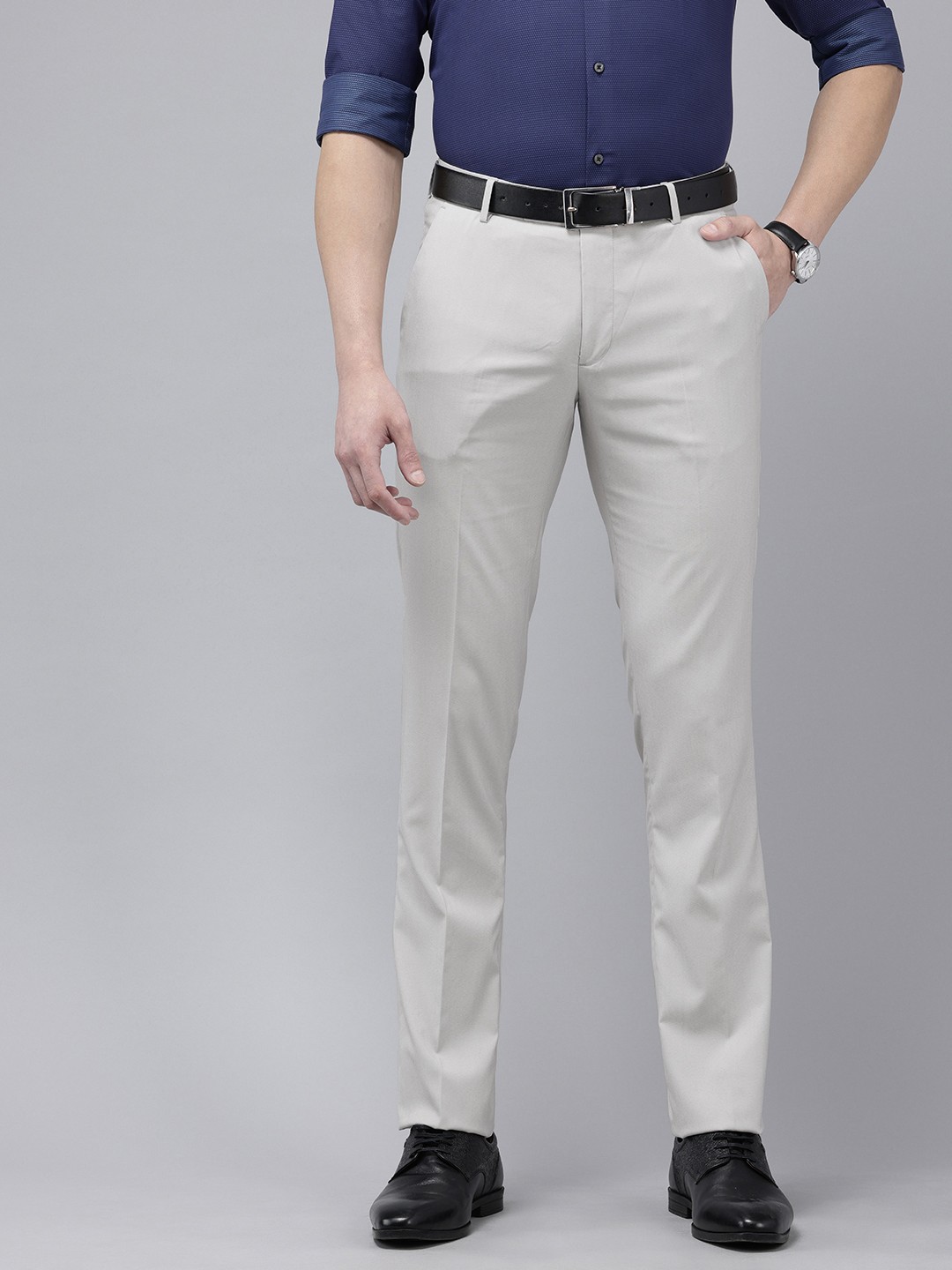 

Arrow Men Hudson Tapered Fit Formal Trousers, Grey