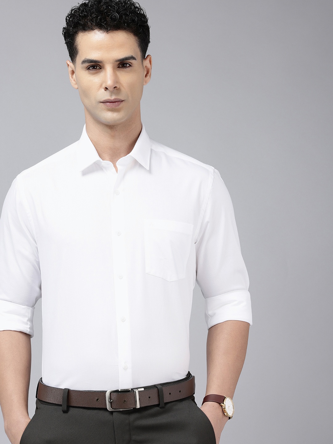 

Arrow Manhattan Slim Fit Textured Pure Cotton Formal Shirt, White