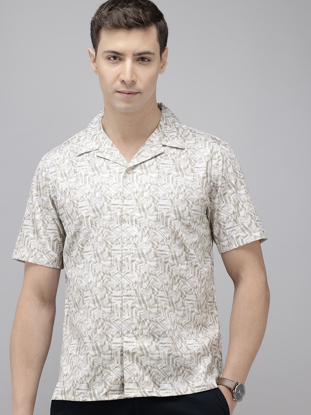 

Arrow Original Slim Fit Printed Pure Cotton Casual Shirt, Beige