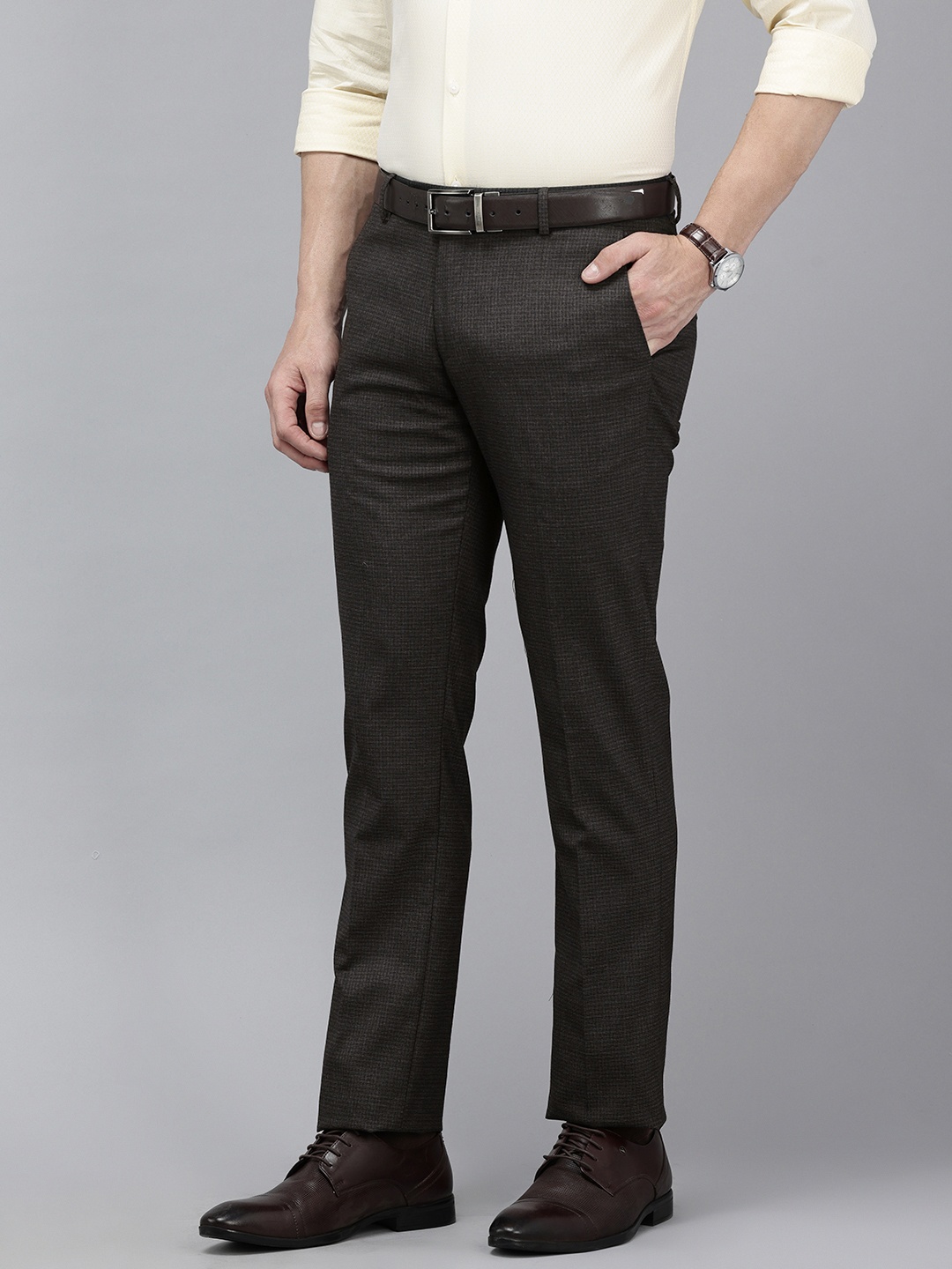 

Arrow Men Textured Hudson Tapered Fit Formal Trousers, Charcoal