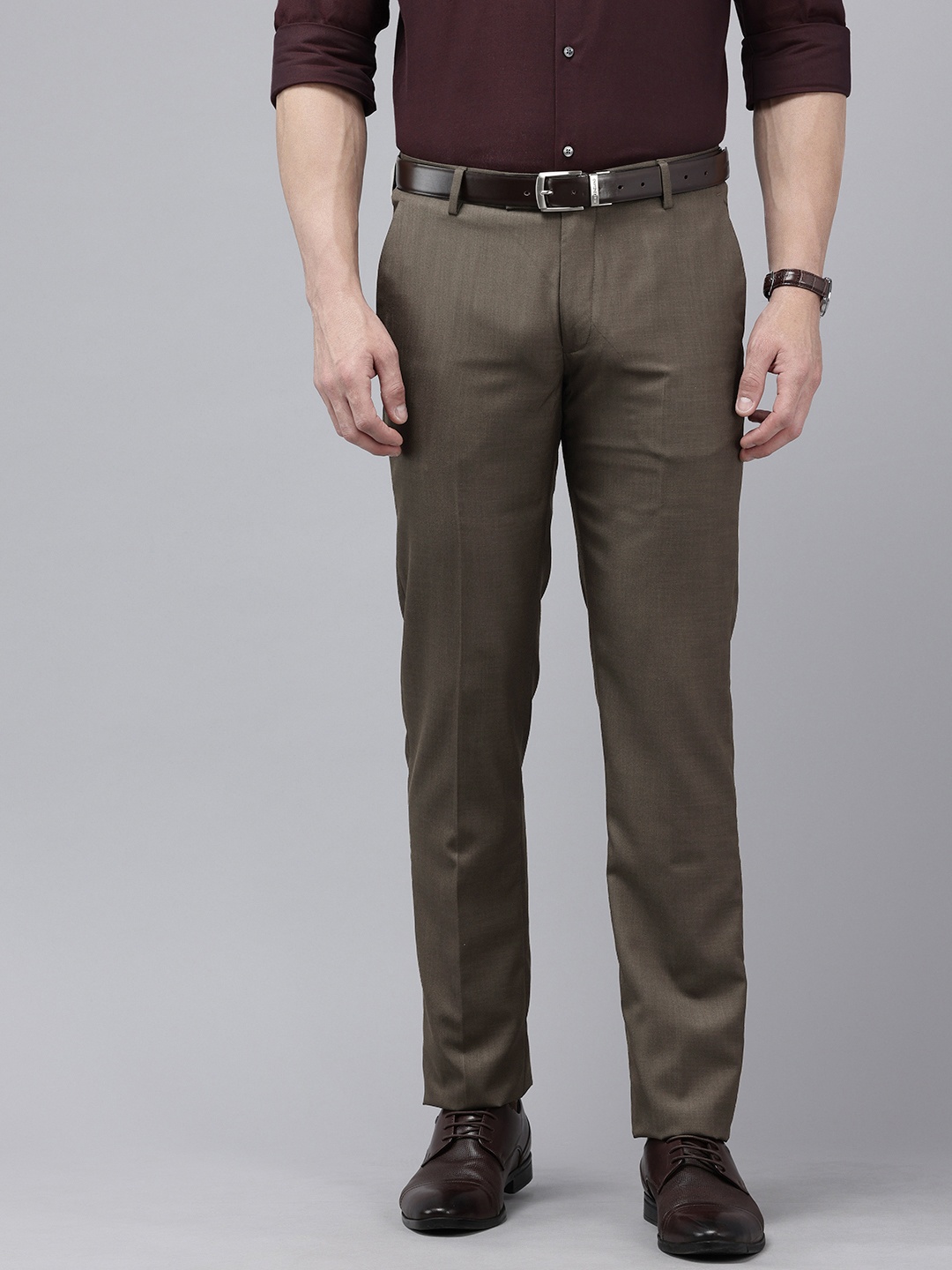 

Arrow Men Hudson Tapered Fit Formal Trousers, Brown
