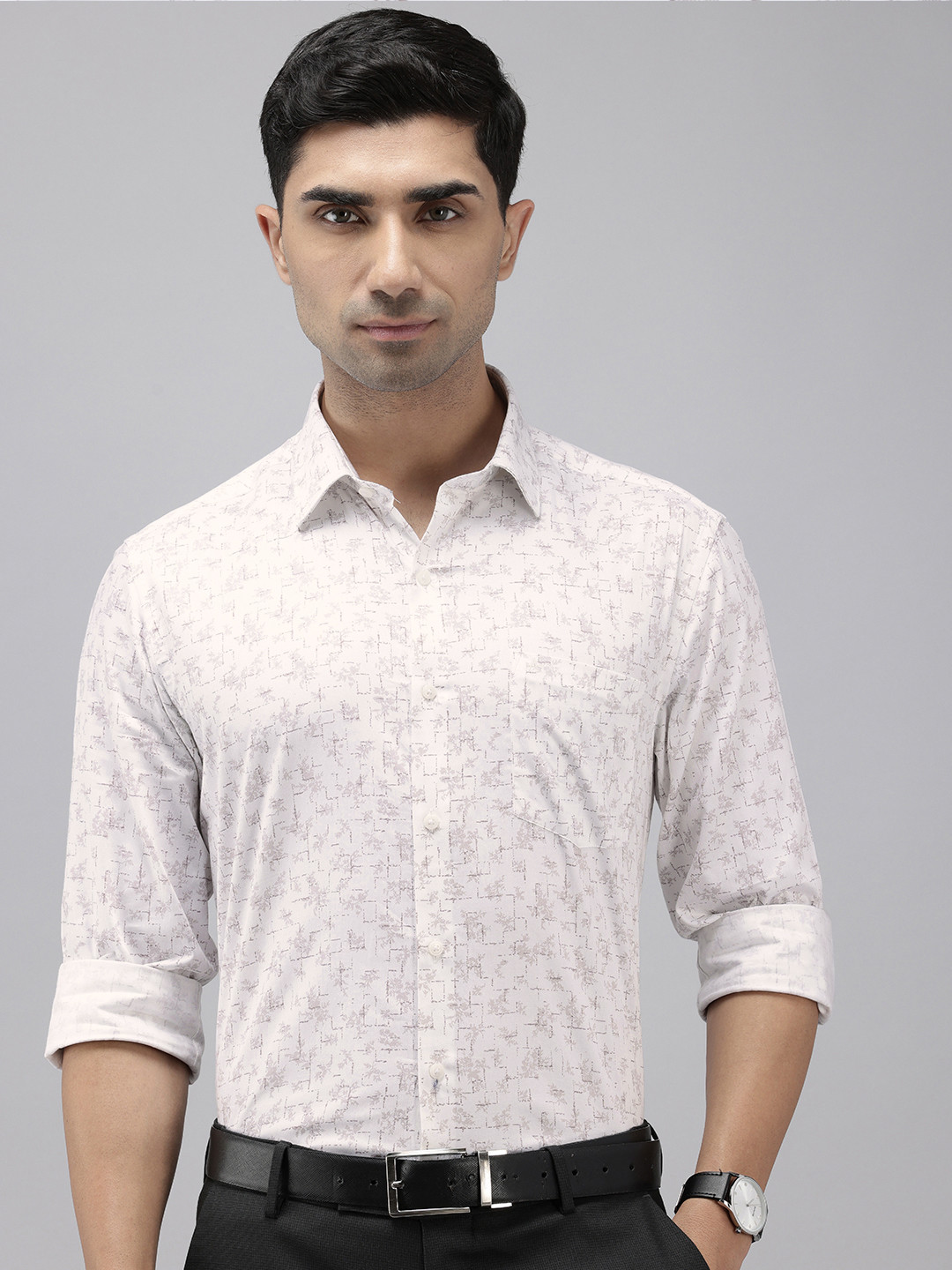 

Arrow Manhattan Slim Fit Printed Pure Cotton Formal Shirt, White