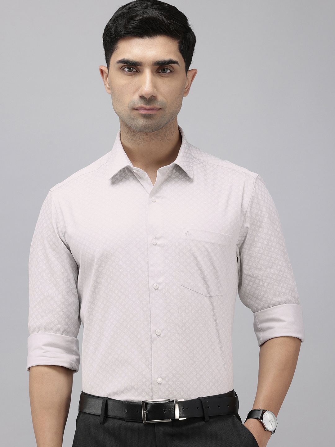 

Arrow Pure Cotton Manhattan Slim Fit Floral Printed Formal Shirt, Grey