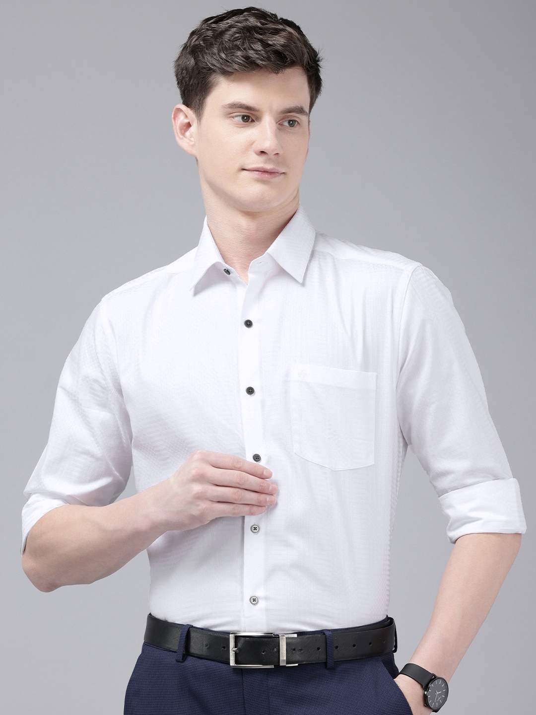 

Arrow Men Manhattan Slim Fit Self Design Pure Cotton Formal Shirt, White