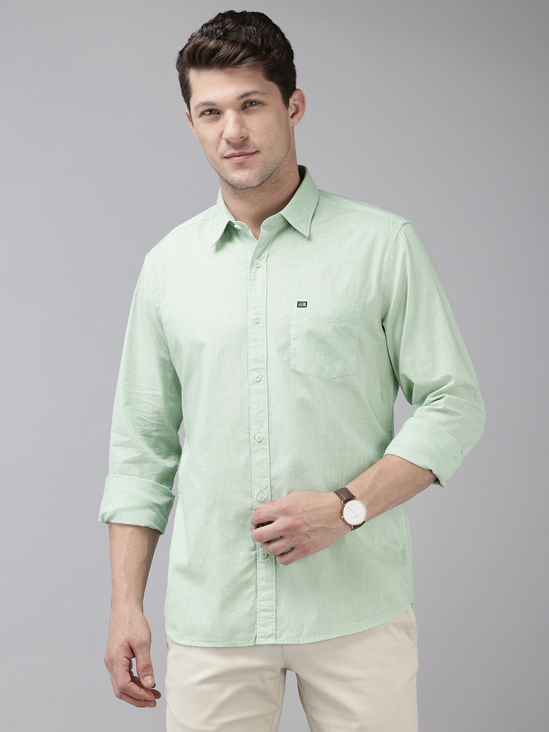 

Arrow Slim Fit Pure Cotton Casual Shirt, Green