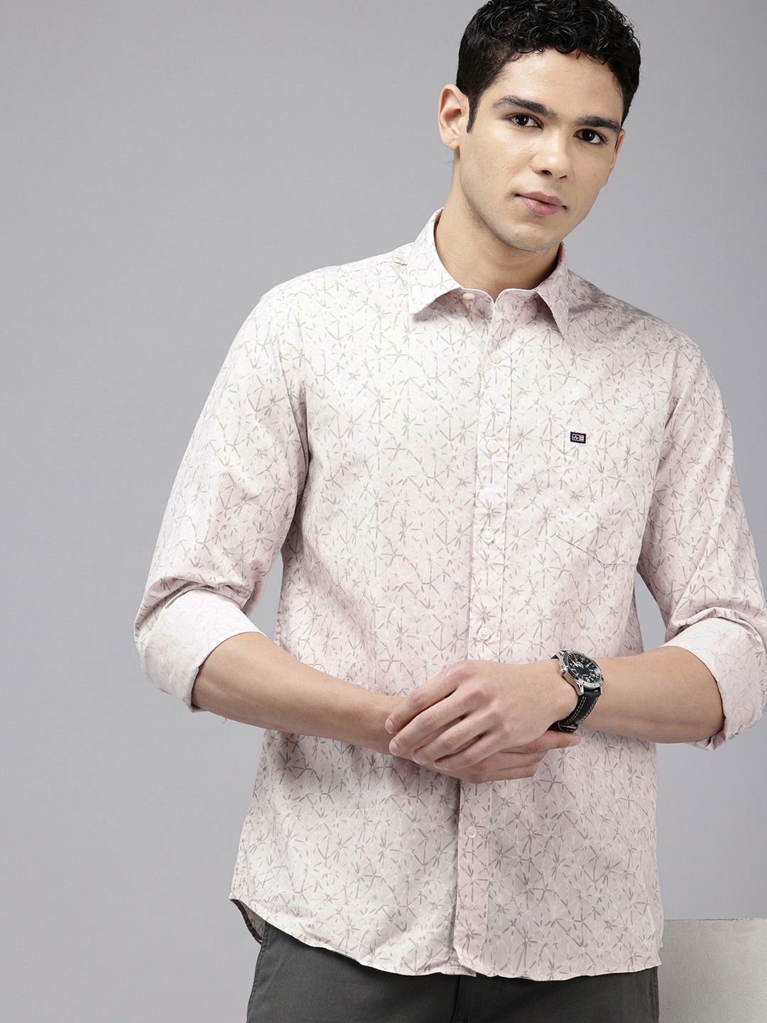 

Arrow Manhattan Slim Fit Geometric Printed Pure Cotton Casual Shirt, Pink
