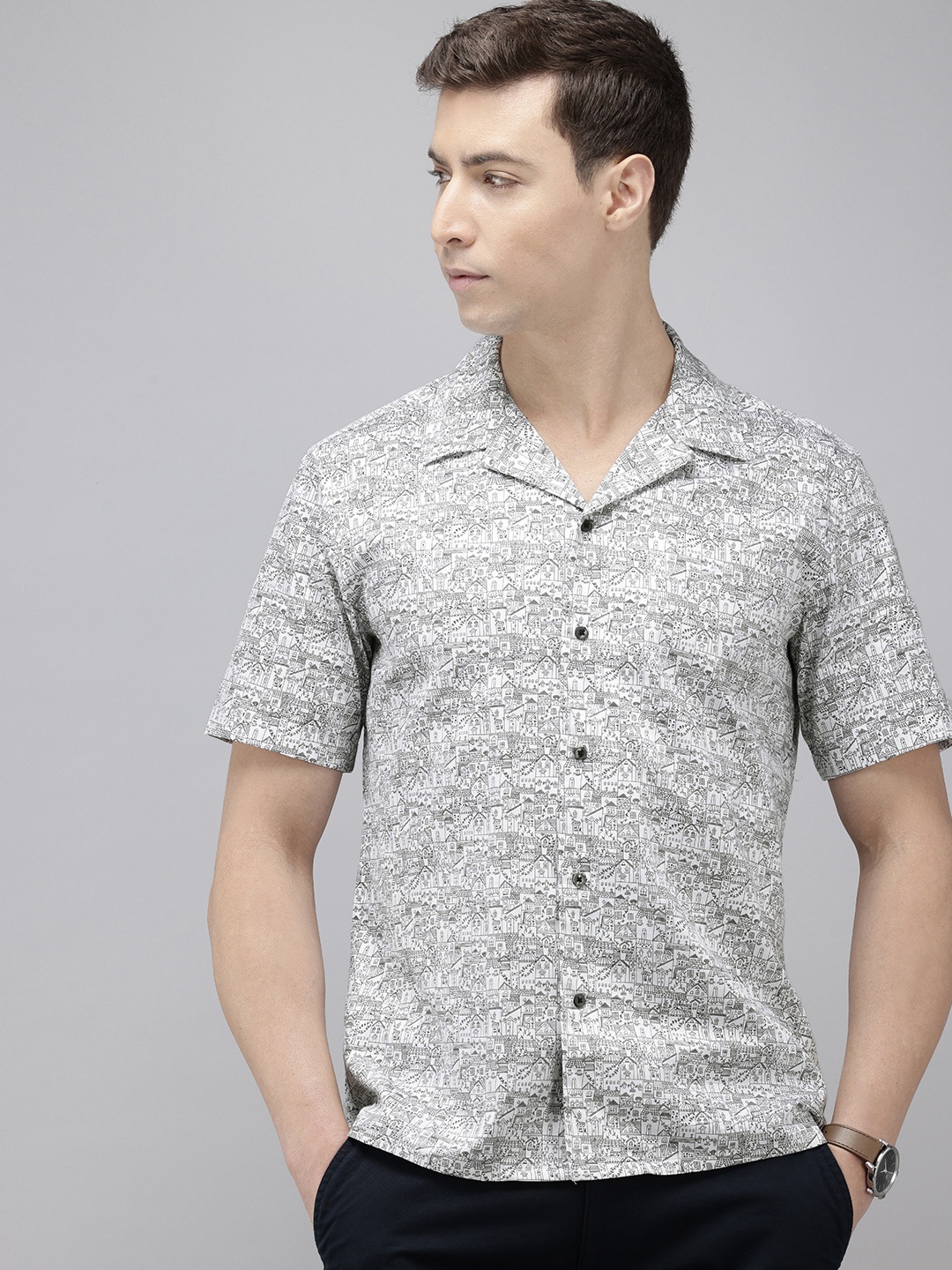 

Arrow Original Slim Fit Printed Pure Cotton Casual Shirt, White