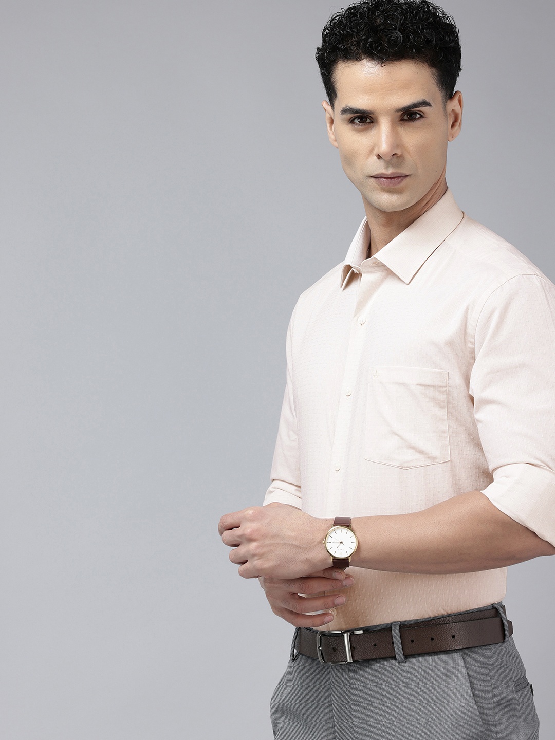

Arrow Manhattan Slim Fit Opaque Pure Cotton Formal Shirt, Beige