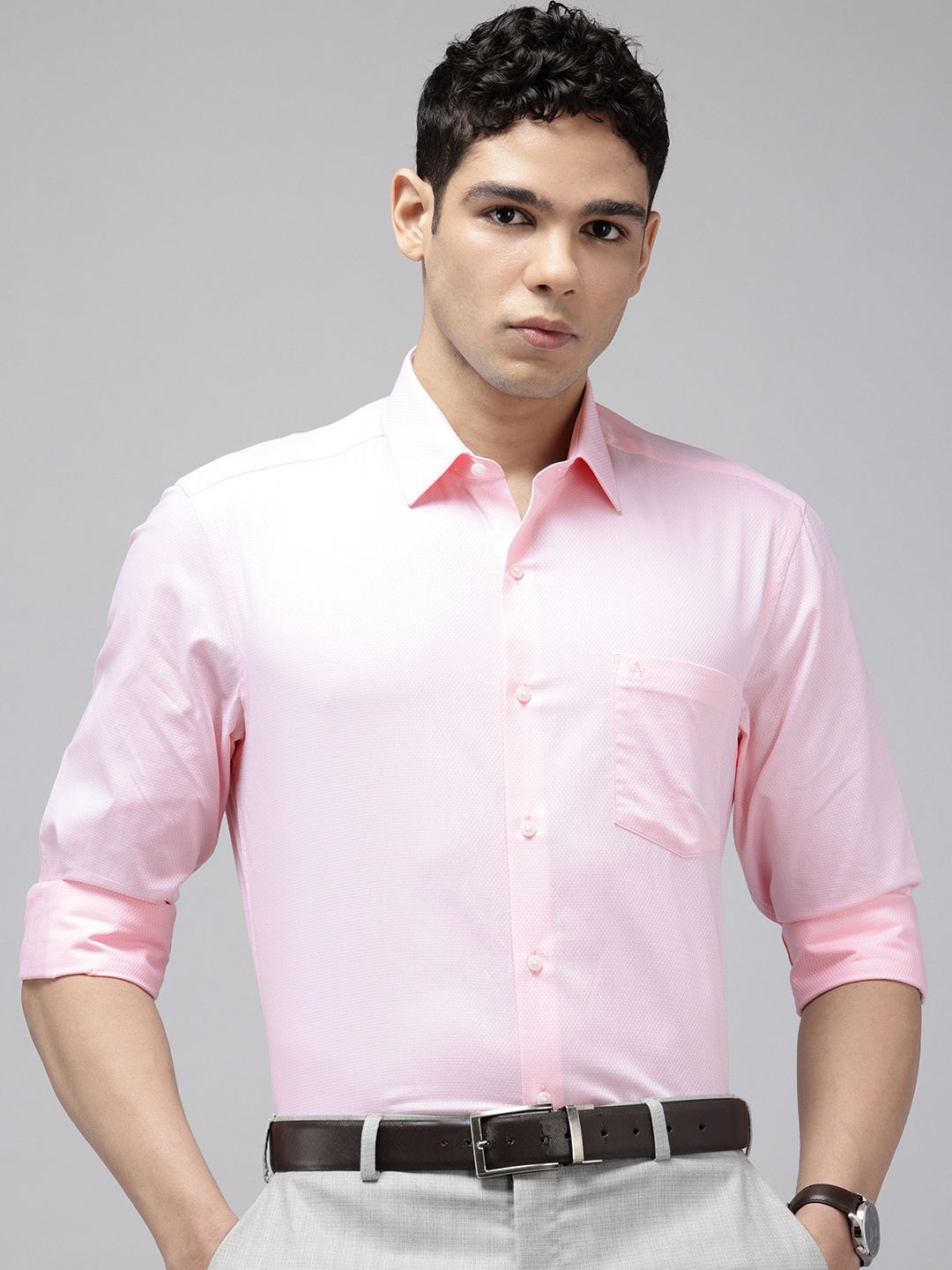 

Arrow Pure Cotton Manhattan Slim Fit Textured Formal Shirt, Pink