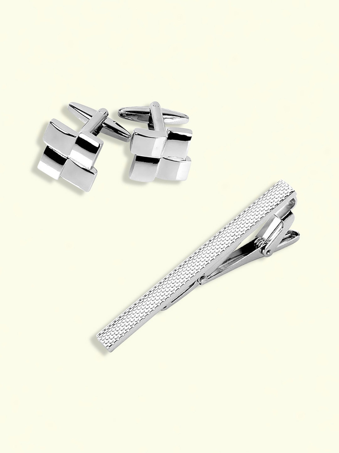

Peora Men Contemporary Cufflink, Silver