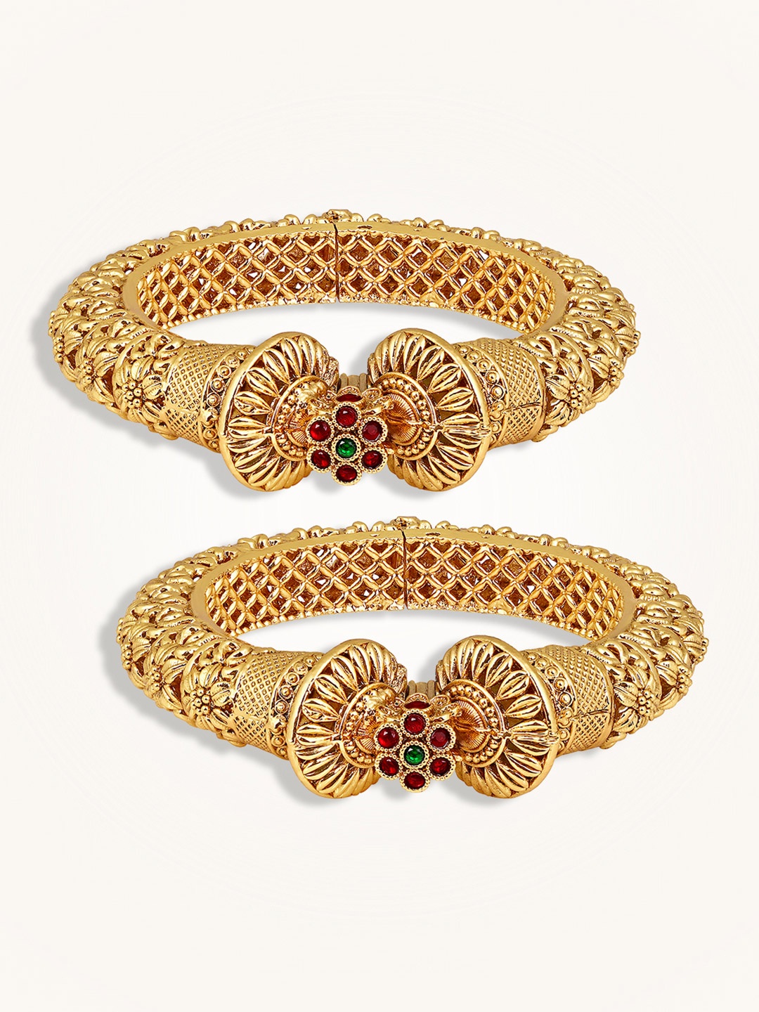 

Peora Set Of 2 Gold Plated Stone Studded Bangles