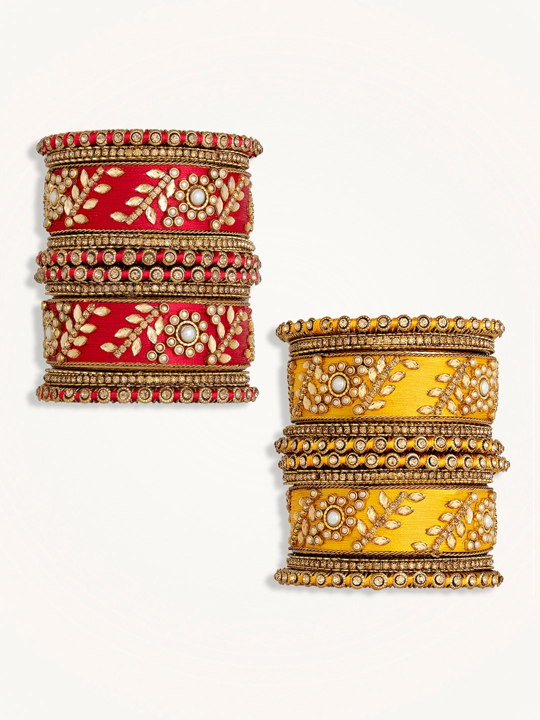 

Peora Set Of 2 Gold Plated Kundan Stone Studded Bangles