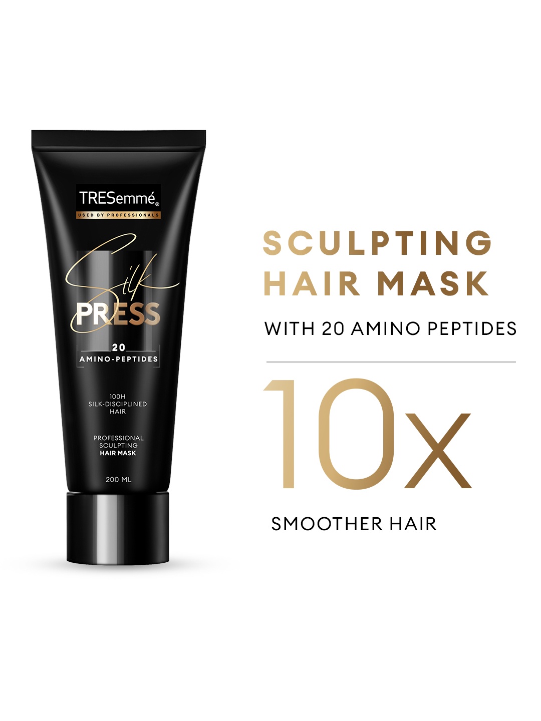 

TRESemme Silk Press Sculpting Hair Mask 20 Amino-Peptides for Silky Straight Hair - 200ml, Black