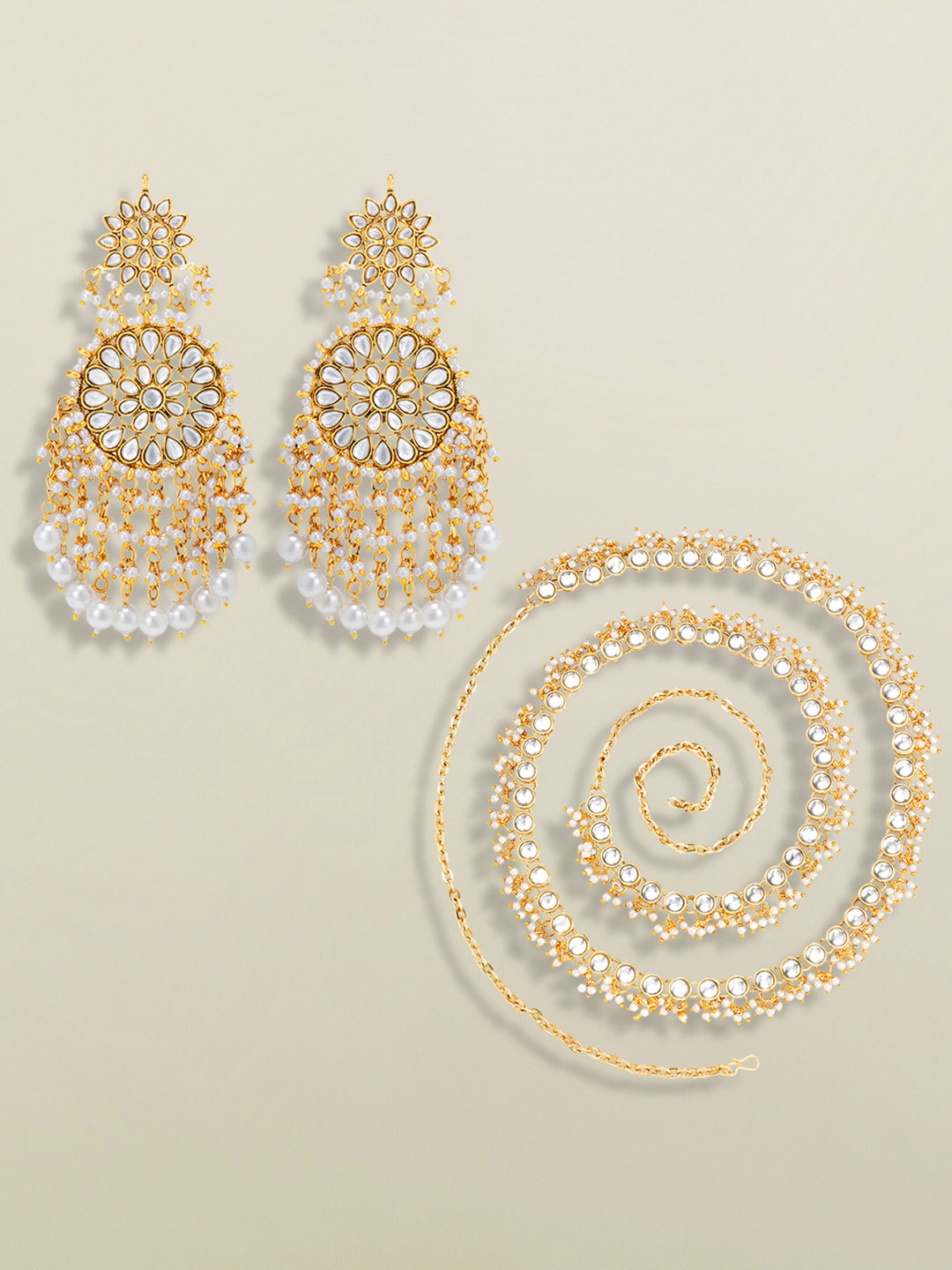 

Peora Gold-Plated Artificial Stones Studded and Beaded Jewellery Set