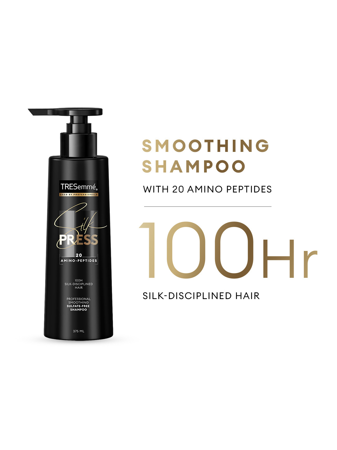 

TRESemme Silk Press Smoothing Shampoo -20 Amino-Peptides for Silky Straight Hair - 375 ml, Black