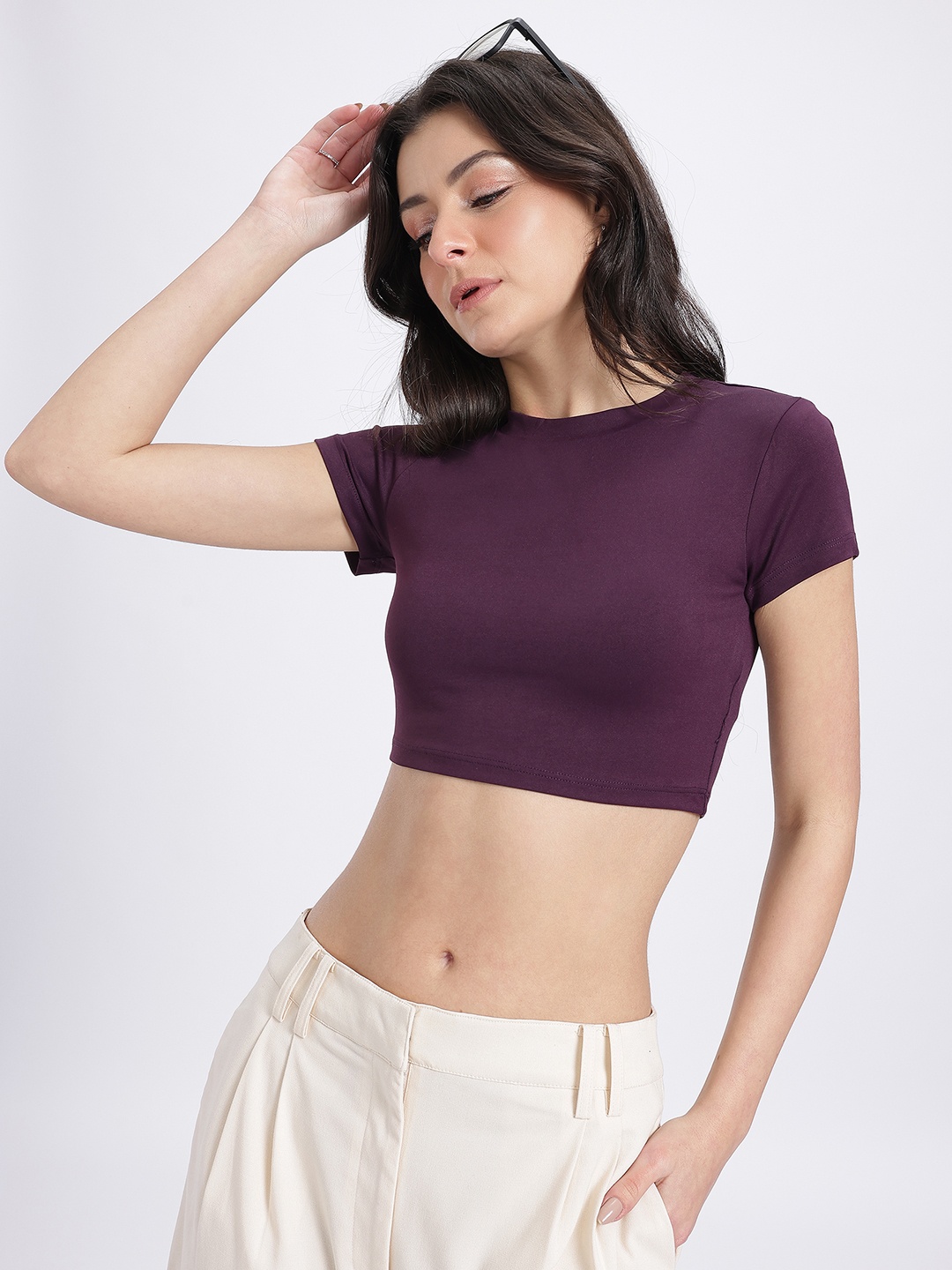 

glitchez Cuddle Core Cropped Fitted Top, Purple