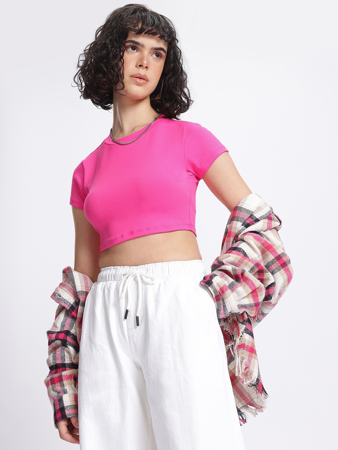 

glitchez Fitted Crop Top, Pink
