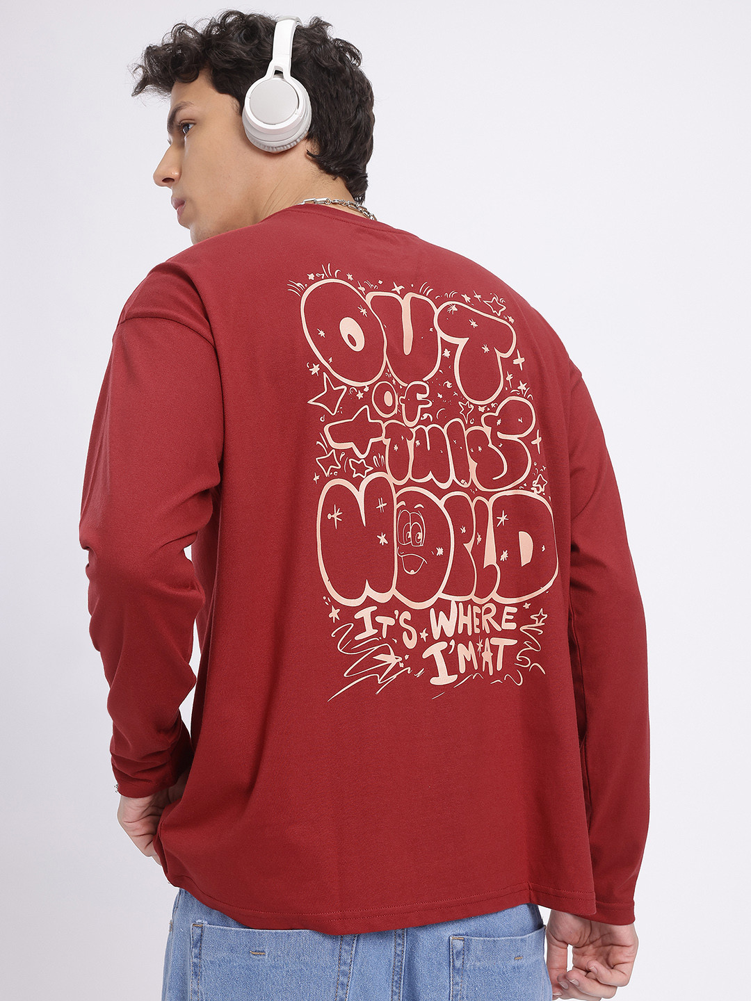 

glitchez Oversized Bubble Typography Snazz T-Shirt, Red
