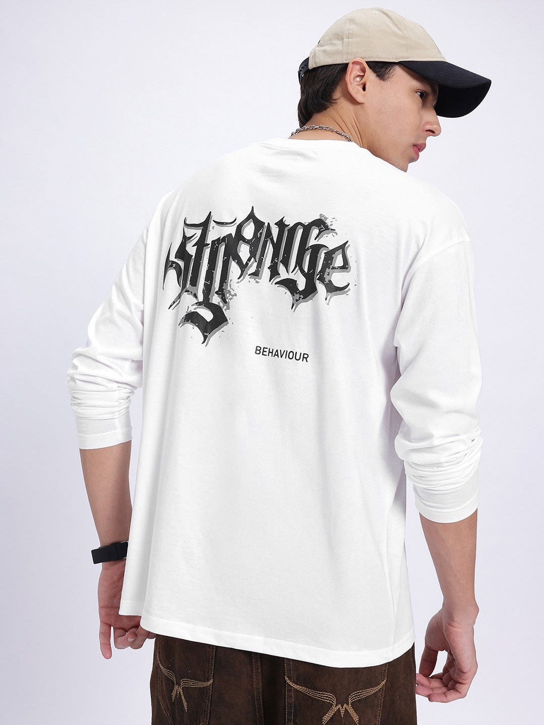 

glitchez Comfy Casual Oversized Fit Printed T-shirt, White