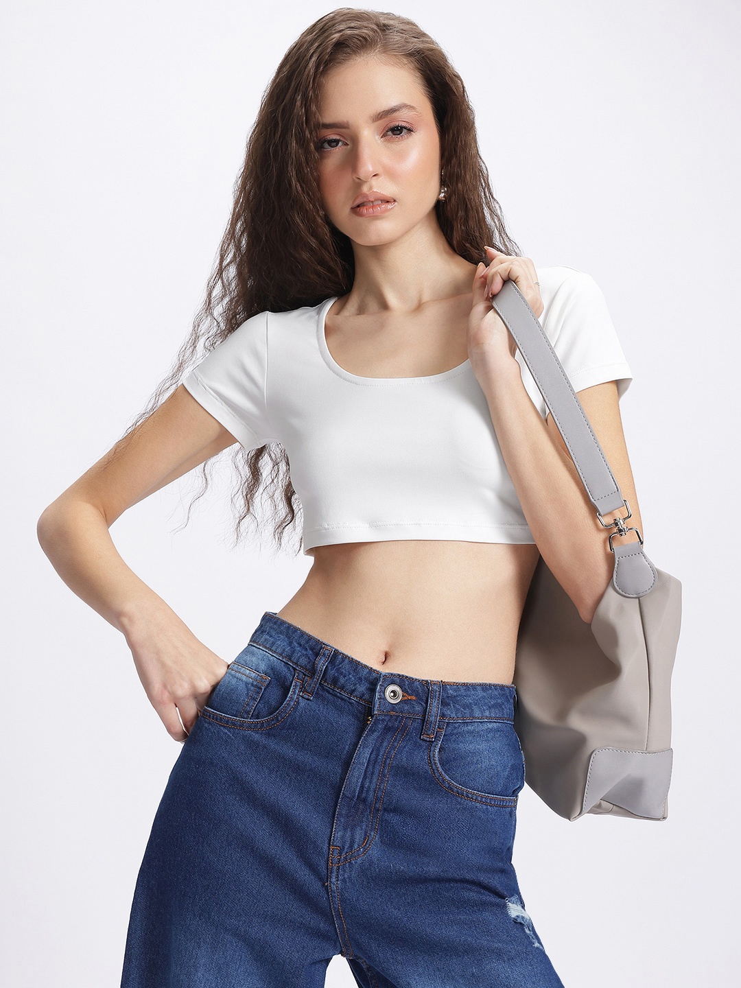 

glitchez Elevated Basics Fitted Crop Top, White