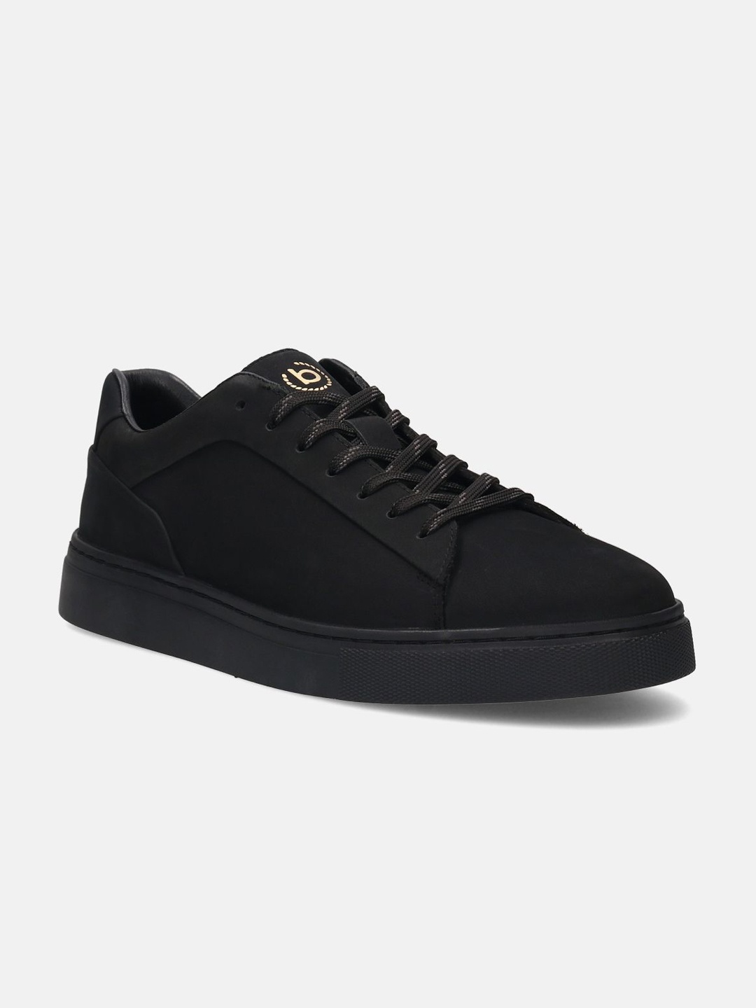 

Bugatti Men Leather Mid-Top Lace-Ups Round Toe Sneakers, Black