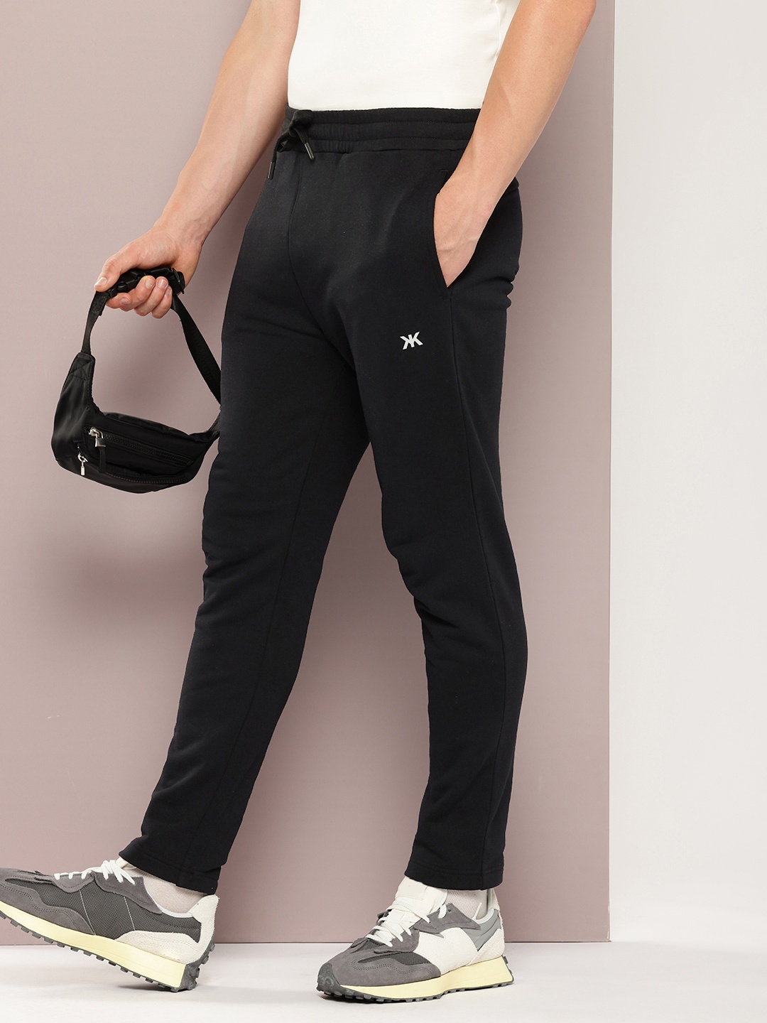 

Kook N Keech Men Premium Slim Fit Pure Cotton Track Pants, Black