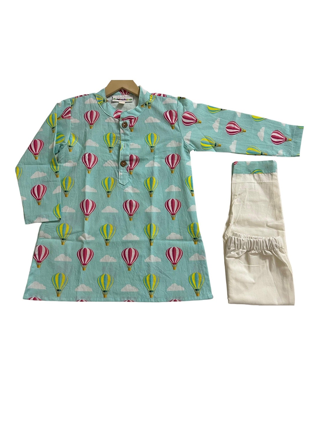 

BAESD Kids Abstract Printed Pure Cotton Straight Kurta With Pyjama, Blue